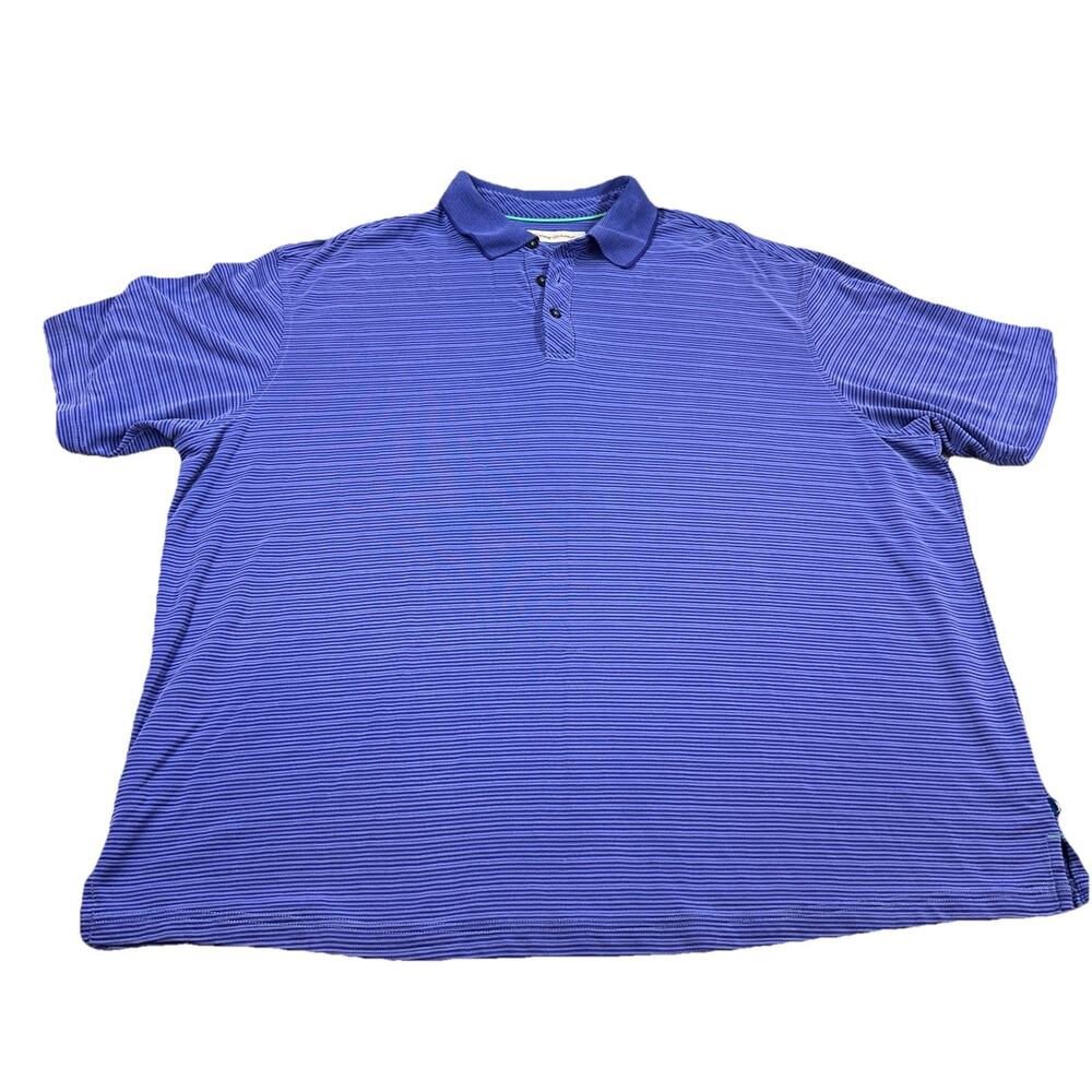Tommy Bahama Polo Shirt Mens 2XL Blue Striped Modal Blend Golf Resort Relaxed - Picture 2 of 6